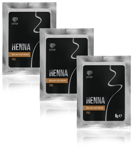 LOVELY Henna Augenbrauenfarbe Brilliant Light Brown 5g - für definierte Brows aus pflanzenbasierten Pigmenten - hellbrauner Farbton mit neutralem Unterton für Blondinen & helle Haarfarben (3er Pack)