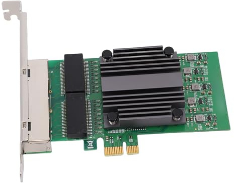Aramox Scheda di Rete PCIe X1 a 4 Porte Scheda Adattatore Gigabit Ethernet PCB con Chip 82571 4 Porte RJ45 10 100 1000 Mbps Basso Carico della CPU per PC Industriali Server Desktop