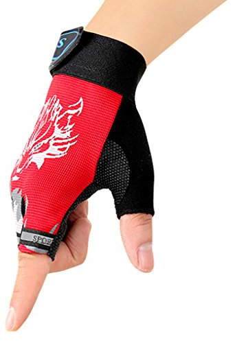 FakeFace Neu Kinder Fingerhandschuhe Fahrradhandschuhe Sporthandschuhe Halbfinger Handschuhe Fingerlos Radfahren Handschuhe für Camping Sport Outdoor