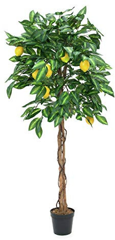 artplants.de Künstlicher Zitronenbaum, Naturstamm, 1000 Blätter, 150cm - Kunstbaum - Künstliche Früchte