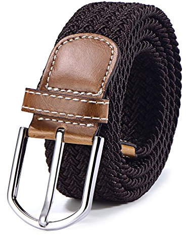 Stoffgürtel Stretchgürtel geflochten und elastisch Gürtel für Damen und Herren Länge 100 cm bis 130 cm dunkelbraun