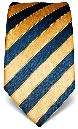 Vincenzo Boretti Herren Krawatte reine Seide gestreift edel Männer-Design zum Hemd mit Anzug für Business Hochzeit 8 cm schmal/breit gold/dunkelblau