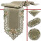 Quinnyshop Tischdecke Tischläufer Set Leinen-Optik Blumen Stickerei ca. 40x90 cm Oval Polyester, Grün-Beige