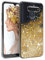 EAZY CASE Hülle kompatibel mit LG Q60 / KG50 Schutzhülle mit Flüssig-Glitzer, Handyhülle, Schutzhülle, Back Cover mit Glitter Flüssigkeit, TPU/Silikon, Transparent/Durchsichtig, Gold