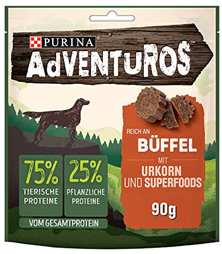 PURINA Adventuros Hundeleckerli proteinreich mit Büffel, Urkorn und Superfoods, 6 x 90g