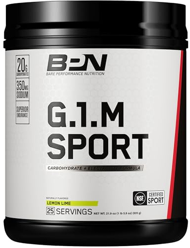 BARE PERFORMANCE NUTRITION, BPN G.1.M Go One More Sport, Endurance Training Fuel, Superior Carbohydrate & Electrolytes Powder Formula, Reduce Fatigue, Lemon Lime, 25 Servings