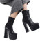 TIKENBST Tacchi Donna Tacchi Alti Stivali con Plateau da 15 Cm Stivaletti con Tacco Alto E Tacco Grosso Scarpe con Punta A Punta,Black-39