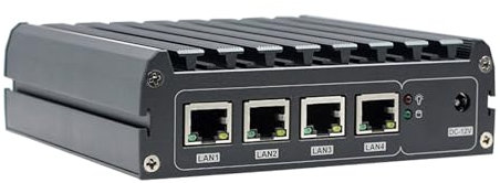 HSIPC Celeron J4125 Quad Core Firewall Micro Appliance, Mini PC, Nano PC, Router PC with onboard 8G RAM 128G SSD, 4 RJ45 2.5GBE AES-NI Compatible with Pfsense OPNsense