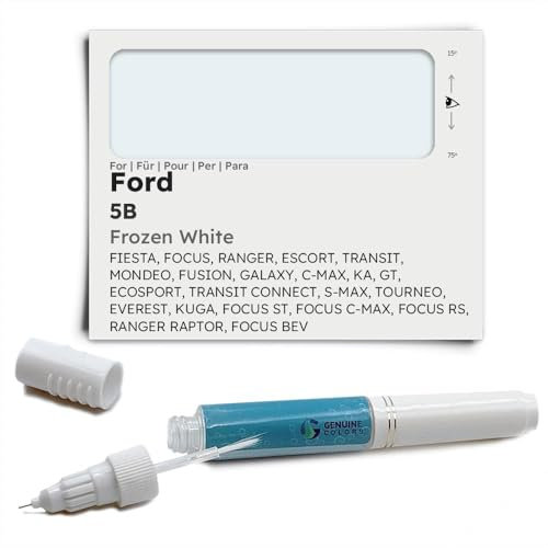 Genuine Colors Lackstift Frozen White 5B für Ford Weiß Fiesta Focus Ranger Escort Transit Mondeo Fusion Galaxy C-MAX KA GT ECOSPORT Connect S-MAX TOURNEO Everest KUGA ST RS Raptor BEV