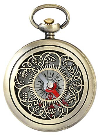 YO-HAPPY Vintage Bronze Kompass Taschenuhr Design Outdoor Wandern Navigation Kid Geschenk