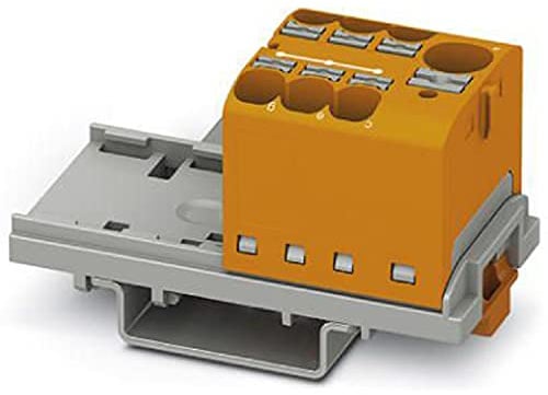 PHOENIX CONTACT PTFIX 10/6X4-NS35 OG Verteilerblock, 800 V, 63 A, Anzahl der Anschlüsse 7, Querschnitt 0,2 mm²-6 mm², AWG 24-10, Breite 28,6 mm, Orange, 8 Stück