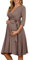 KOJOOIN Robe de maternité Femme Robe de Grossesse pour Femme Enceinte Robe d'allaitement col V Manches Longues avec Ceinture,Kaki,XL