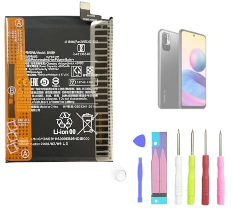 Aousavo Batterie de Rechange BN59 Compatible avec Xiaomi Redmi Note 10 avec kit d'outils gratuits