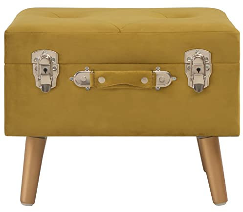 Gecheer Hocker mit Stauraum Sitzhocker Polsterhocker Sitzpouf Fußhocker Ottomane Senfgelb Samt