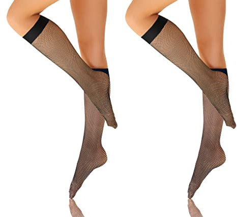 Sesto Senso 2 Pares de Calcetines de Rejilla hasta la Rodilla para Mujer Negro