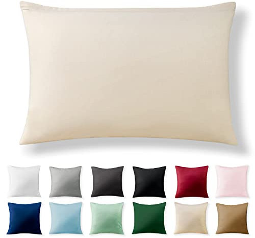 Alreya Renforcé Kissenbezug 40 x 60 cm - 100% Baumwolle mit YKK Reißverschluss, Superweicher Kopfkissenbezug 40x60, Kissenhülle, Beige, nur Kissenbezug