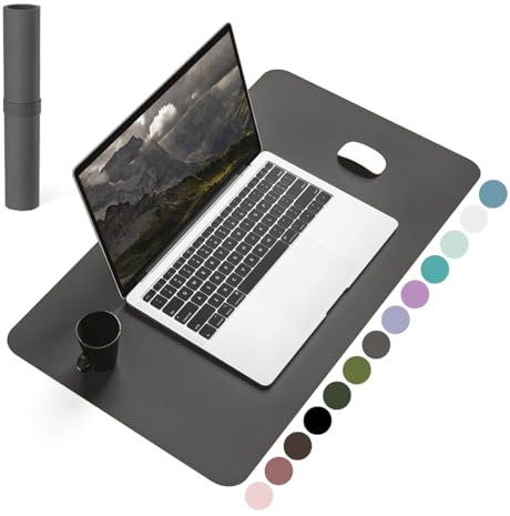 YSAGi Non-Slip Desk Pad, Waterproof PVC Leather Desk Table Protector, Ultra Thin Large Mouse Pad, Easy Clean Laptop Desk Writing Mat for Office Work/Home/Decor (60 x 35 cm, Dark Gray)