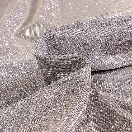 Craftine Tissu Jersey Lurex Pailleté Argent - par 50 cm