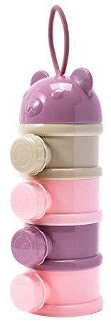 Baby Milk Powder Dispenser,Portable Milk Powder Dispensers Pot,Side Open 4 Layer Portable Candy Snack Box Food Container,Baby Snack Storage Box for Travel and Outdoor Activities. (purple powder)