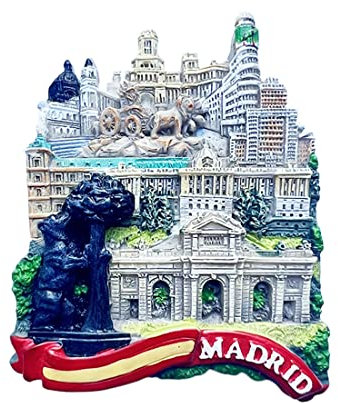 Imán 3D para nevera Madrid España, regalo de recuerdo, resina hecha a mano Madrid imán para nevera decoración del hogar y la cocina
