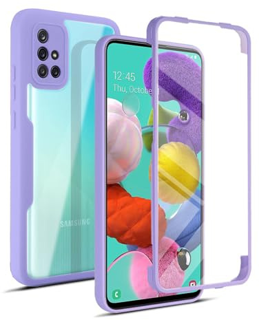 360 Grad Hülle Kompatibel mit Samsung Galaxy A51 | Handyhülle mit eingebautem Displayschutz für Galaxy A51 | Lila