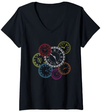 Damen Sammler von Uhren T-Shirt mit V-Ausschnitt