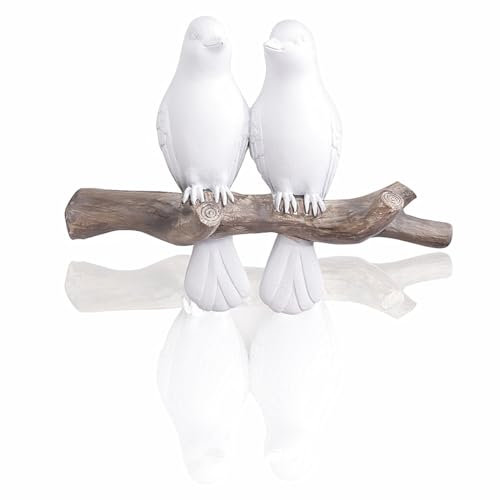 QUMENEY Resin Bird Coat Hooks - Creative Wall Mounted Rack, Vintage Hanging Hanger for Keys, Towels, Coats, Hats (White, 2 Birds)