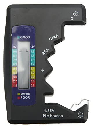 Batterie Tester, Digitales Batterie Kapazitätsmessgerät LCD-Display Knopfzellen Analysator Universal Batterie Prüfgerät Kleiner Batterietester für D C N AAA AA 9V 1.5V Batterie (Schwarz)