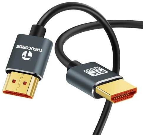 Thsucords 8K 4K Cable HDMI Ultra Delgado 5M, Fino Flexible HDMI 2.1 Alta Velocidad 4K@120Hz 8K@60Hz 48gbps compatible con Roku TV/HDTV/PS5/Blu-Ray