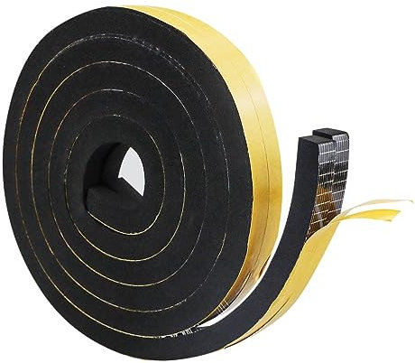 Cinta de sellado autoadhesiva, 2 volúmenes, 12 mm (ancho) x 12 mm (diámetro), goma espuma autoadhesiva para puerta, ventana, junta de puerta, resistente a la intemperie, anticolisión, aislamiento