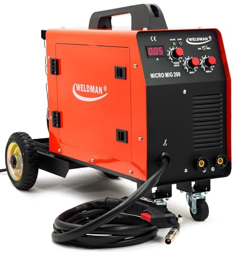 Weldman™ Micro MIG 200 MIG/MAG - Soldadora inversora 200 Amp 3 en 1 FLUX MMA ROT