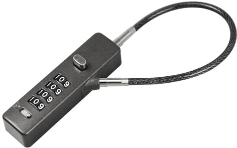 RESET-028 Combination Cable Lock - Versatile 12/24/48 Sizes, 4-Digit Resettable Code, Sturdy Steel Rope for Bikes, Lockers, Cabinets, Wardrobes, Small Fences - Durable Security Black