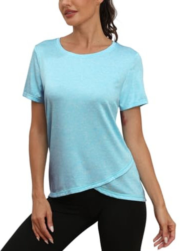 Jlowesun Sport Tshirt Damen Fitness,Kurzarm Leichtes Atmungsaktiv Funktions Sport Oberteile Damen,Rundhals Sport Top Damen Passend für Laufshirt Yoga S