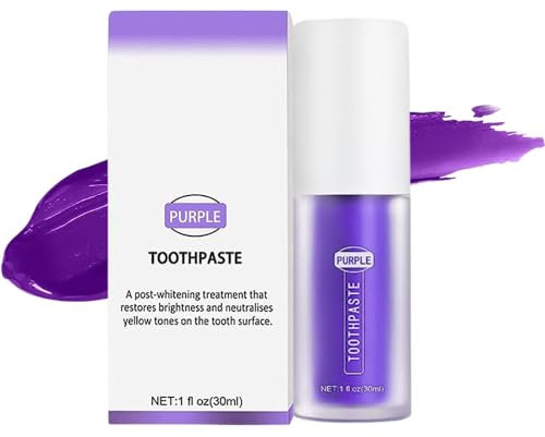 Purple Teeth Whitening Toothpaste, Lila Zahncreme Aufhellung für Weiße Zähne, Lila Zahnpasta Whitening, Zahnaufhellung Zahnpasta Gelbe Zähne, Zahnaufhellung Booster