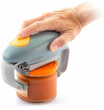 Ouvre-boîte électrique avec bouton - Ouvre-bocaux de différentes tailles, à piles, pour bouchons de 4 à 10 cm, en ABS et métal, 19,5 x 10,8 x 6,7 cm