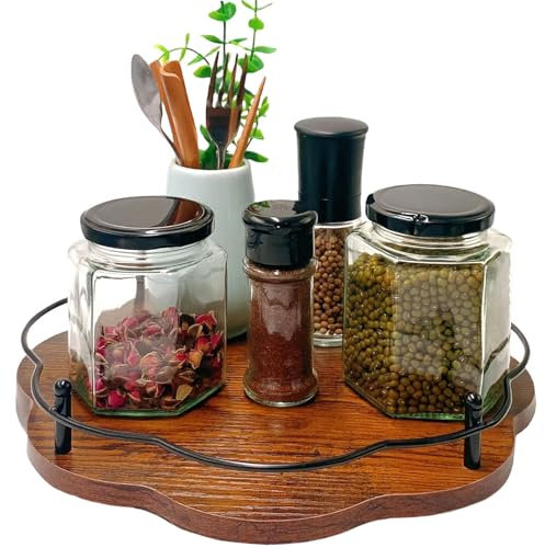 Oluote Lazy Susan - Piatto Girevole in Legno, 30CM Rotanti Giradischi Organizer per Armadietto, Frigorifero, Piano di Lavoro Della Cucina