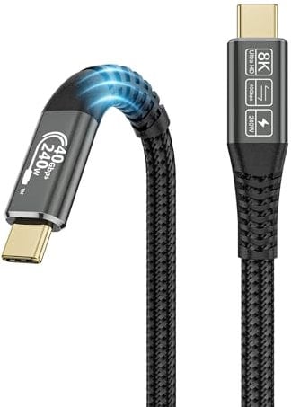 CAKOBLE Cable USB4 1M Transferencia de Datos 40 Gbps,240W cable usb c carga rapida compatible thunderbolt cable 4 thunderbolt cable 3,Video Soporta HD 8K@60Hz para Macbook, iPad Pro, DELL XPS