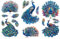 Peacoblue UV DTF Rub-On Transferfolie Möbel-Sticker Pfau Muster 15x30cm, 3 Stk. Wasserfeste Deko-Transferaufkleber für Möbel Glas Gläser Porzellan Wäscheschränke Kommoden Holz Kunststoff