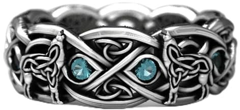 XJruixi Wikinger Nordische Mythologie Riesenwolf Männer Ring Verteidigung Totem Wolf Mode Hip Hop Rock Unisex Fingerring Punk Geschenk