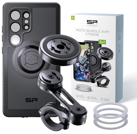 SP CONNECT Moto Bundle II AVM Xtreme | SPC+ | Compatible con Samsung S24 Ultra | Soporte de teléfono móvil para moto bicicleta ciclomotor Scooter | Gadget Soporte para GPS