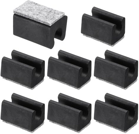 PATIKIL 10mm Cubierta de Pata de Silla Rectangular con Almohadilla de Fieltro, 8 Piezas Deslizamiento Suave sin Arañazos sin Ruido Protectores de Pies de Muebles para Pisos, Negro