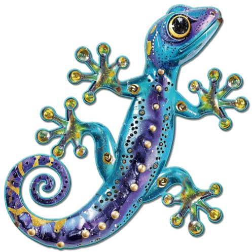 GLOBLELAND Vintage Metal Gecko Tin Sign Retro Inspirational Plaque Poster Metal Wall Decorative Tin Signs for Home Bedroom Living Room Office Garden Decoration