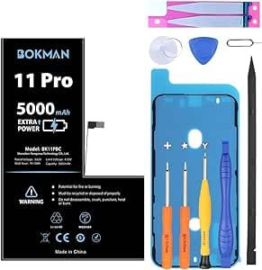 Bokman Akku-Ersatz für iPhone 11 Pro, Lithium-Polymer-Akku mit Hohe Kapazität 5000 mAh mit Allen Werkzeug-Kits