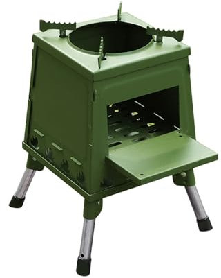 Horno De LeñA Estufa de leña Estufa de camping portátil con soporte para olla Estufa para mochileros Estufa de leña pequeña para cocinar al aire libre Picnic Pesca Senderismo Tienda de campa