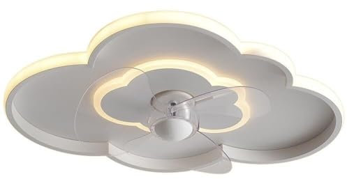 LONGDUOU Lámpara de techo Creative Cloud con ventilador, lámpara de techo for dormitorio, ventilador en forma de flor, ventiladores de techo de perfil bajo con luces, ventilador de techo empotrado con