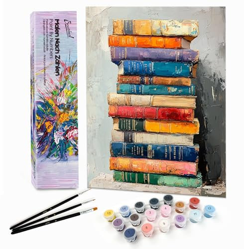Bougimal Peinture par Numéro Adulte Paysages avec Pinceaux et Acryliques Bricolage Peintures Kits, pour la Décoration Intérieure maison, Livres 1 28x35cm(sans Cadre)