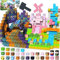 GraceDuck Magnetische Bausteine, 200 Teile Magnetbausteine Bauen Dark Forest & Pink Castle, Mine Blocks Bauwelt Spielzeug für Jungen und Mädchen, Magnetblöcke Geschenke für Kinder ab 5 6 7 8 9 Jahren