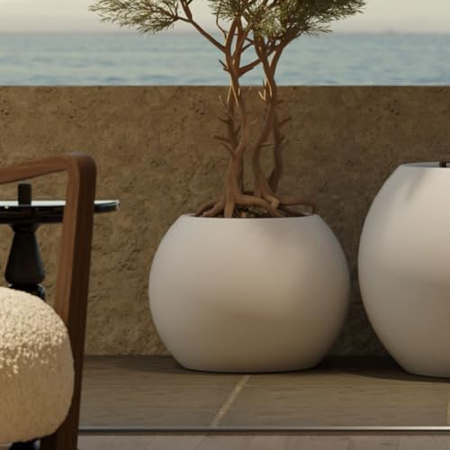 newgarden - Vaso rotondo per fiori e piante Dalia molto resistente all'esterno, dimensioni disponibili. Realizzato in polietilene in Spagna