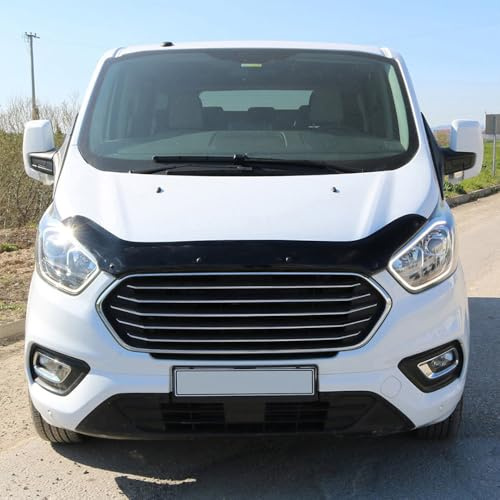 Motorhaubenschutz kompatibel mit FORD Transit Custom MK1 Facelift 2018+ | kompatibel mit Ford Transit Custom MK1 Facelift 2018-2023 - Schwarz glänzend
