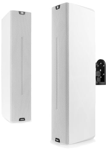 PD PDCS403A Wall Mounted Active Column Speaker System, White, 260W - Compact Powered PA Speakers for Public Address Systems, Commercial Wall Mount Installation